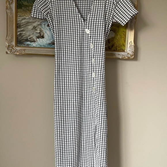 Zara Monochrome Grid Pattern Maxi/Mid Deess - Picture 2 of 5